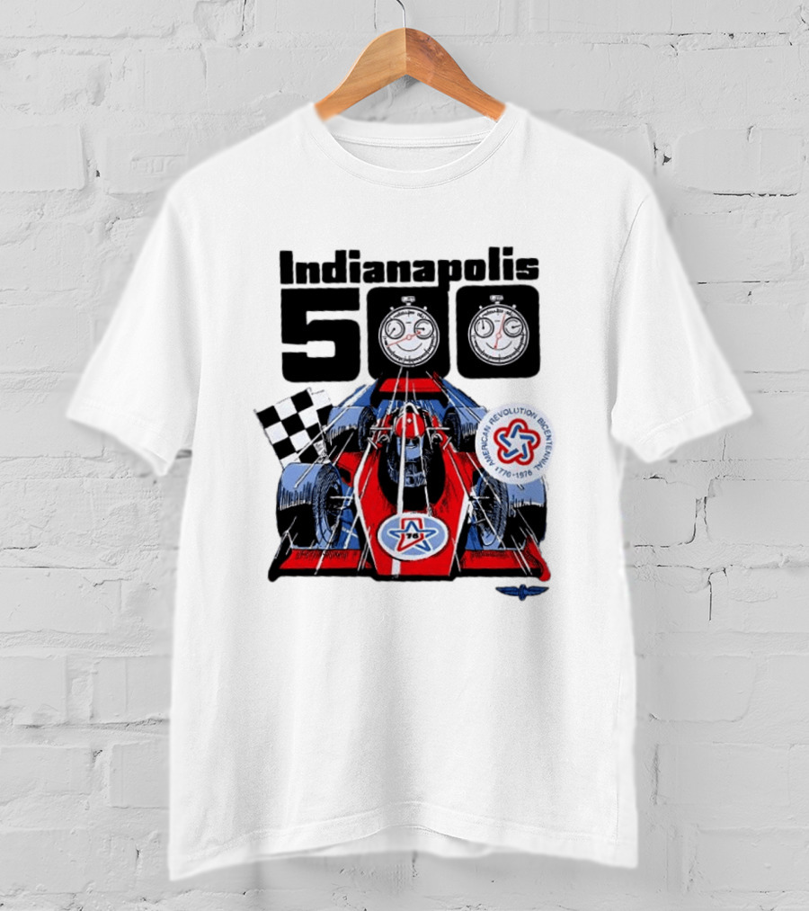 Indianapolis 500 1976 60th Anniversary Racing Car American Revolution Bicentennial T-Shirt