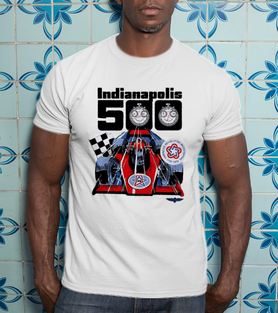 Indianapolis 500 1976 60th Anniversary Racing Car American Revolution Bicentennial T-Shirt