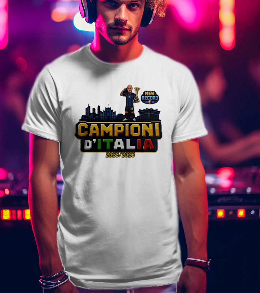 Campioni D'Italia 2025 2026 Inter Milan New Record City Skyline T-Shirt