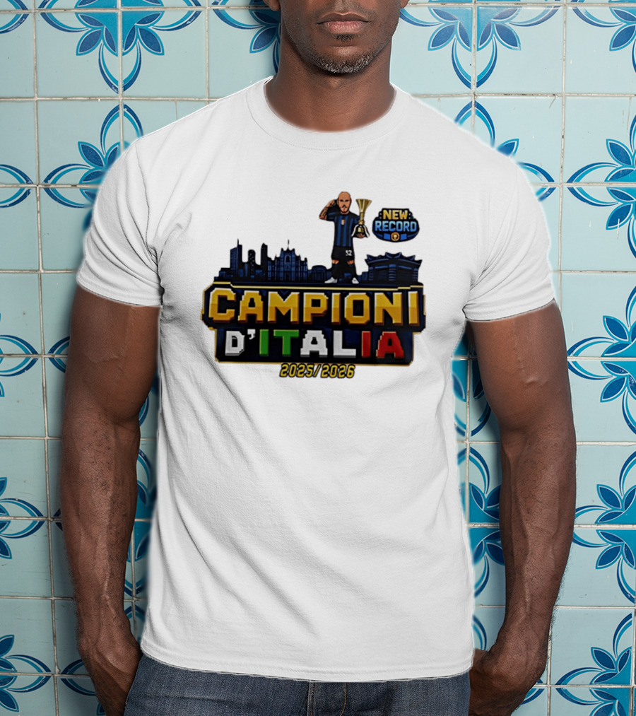 Campioni D'Italia 2025 2026 Inter Milan New Record City Skyline T-Shirt
