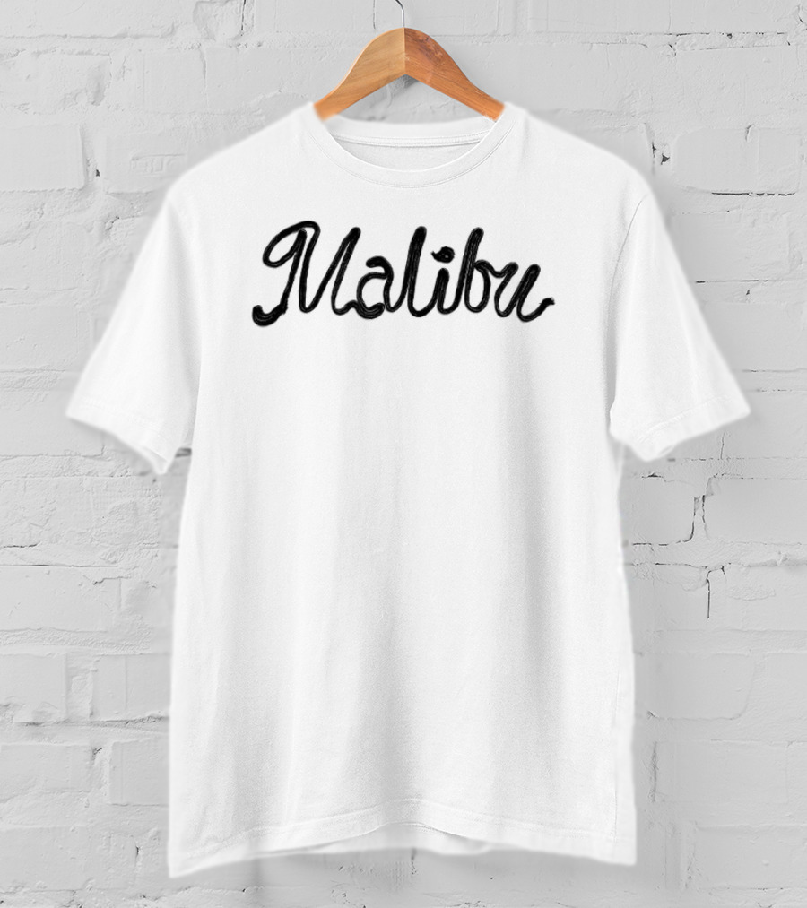 Malibu Cursive Script Text With Heart T-Shirt