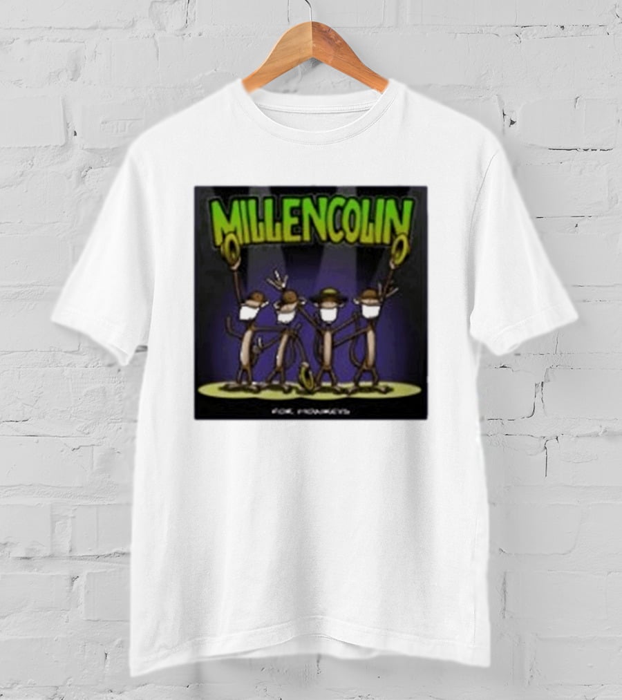 Millencolin For Monkeys Dancing Cartoon Monkeys With Masks And Hats T-Shirt