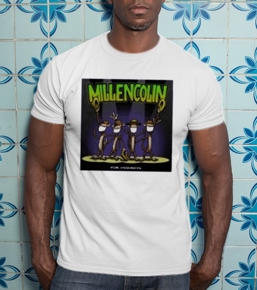 Millencolin For Monkeys Dancing Cartoon Monkeys With Masks And Hats T-Shirt