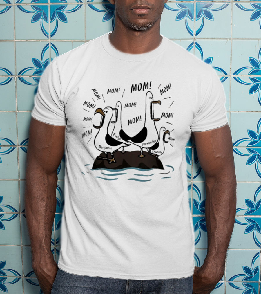 Mom Seagull Chaos With Benjamin Evelyn Alexander On Island T-Shirt