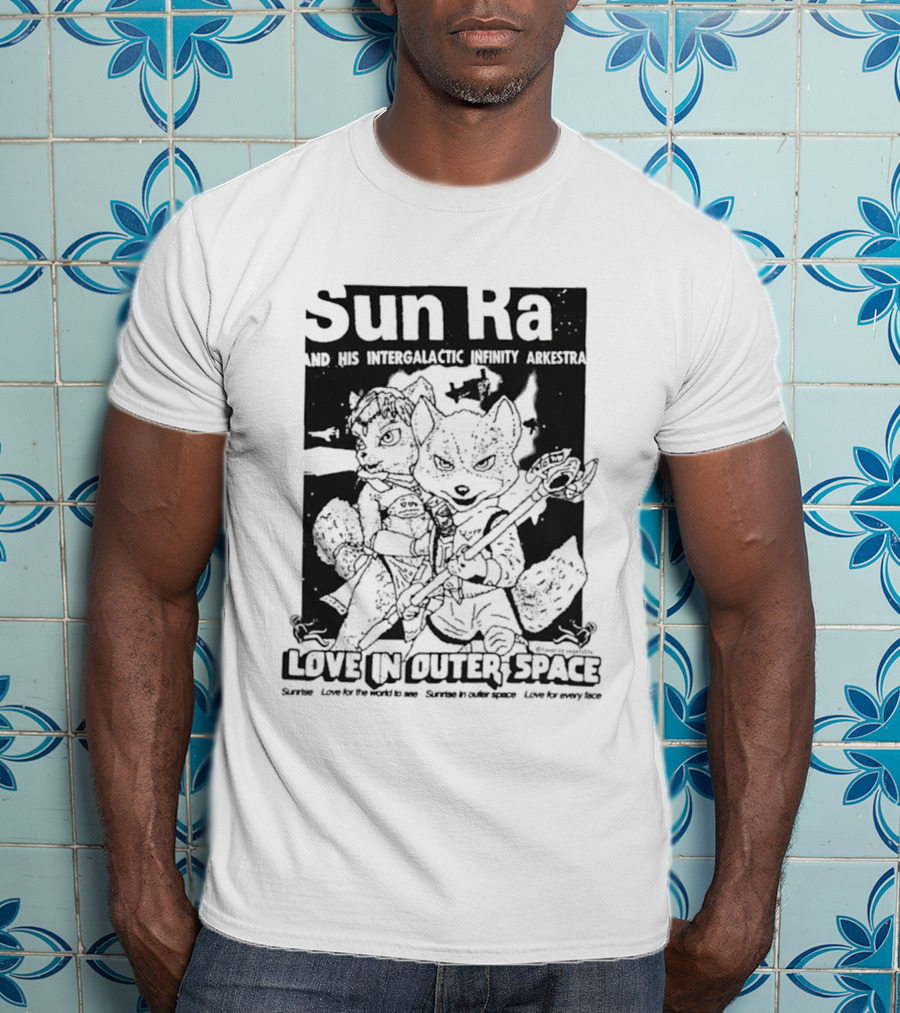 Sun Ra And His Intergalactic Infinity Arkestra Love In Outer Space Visual With Cartoon Characters T-Shirt