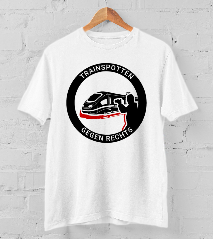 Trainspotten Gegen Rechts Train And Photographer Silhouette Anti Right Movement T-Shirt