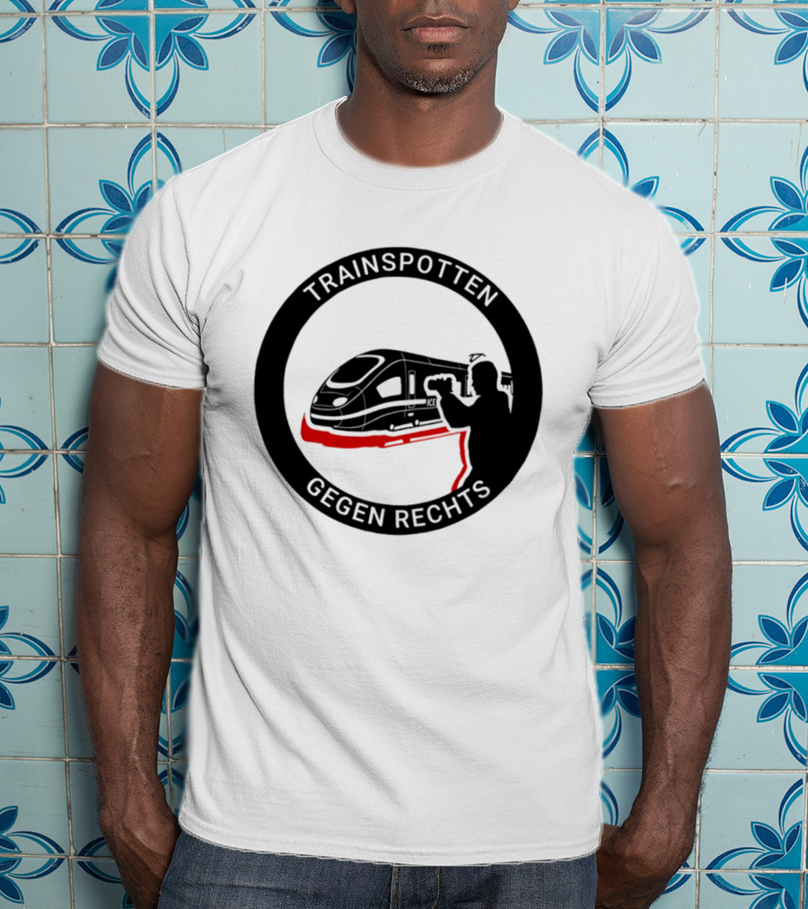 Trainspotten Gegen Rechts Train And Photographer Silhouette Anti Right Movement T-Shirt