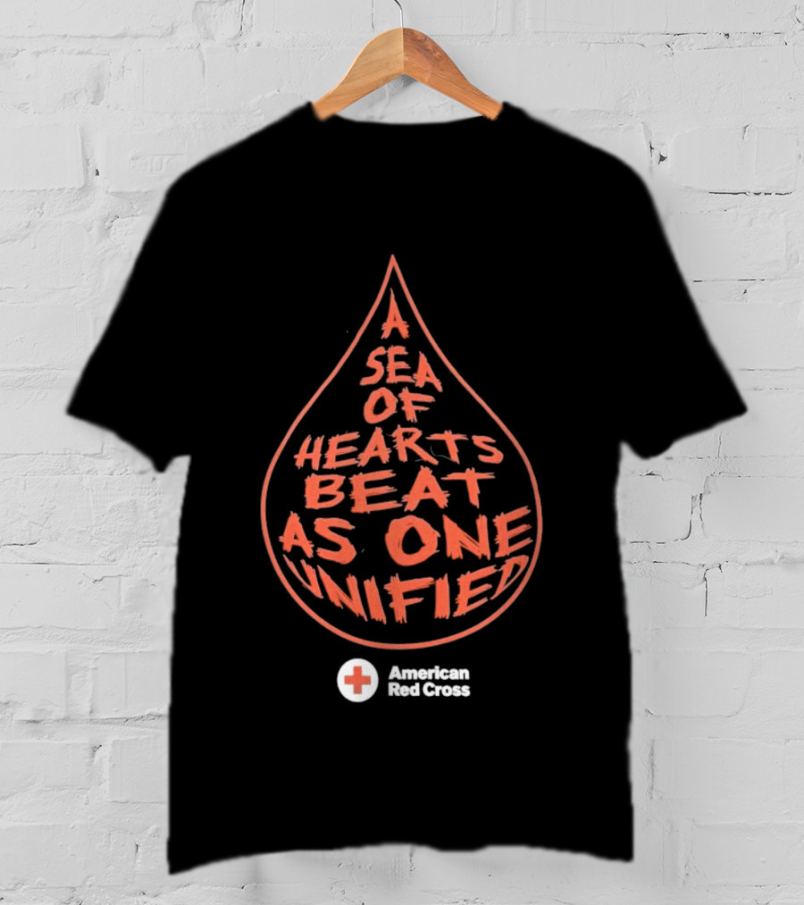 A Sea Of Hearts Beat As One Unified American Red Cross Droplet T-Shirt