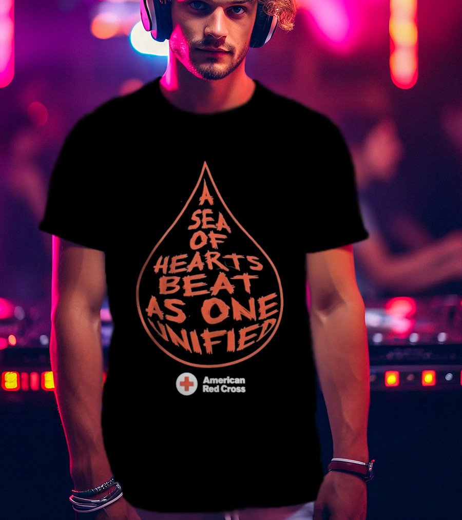 A Sea Of Hearts Beat As One Unified American Red Cross Droplet T-Shirt