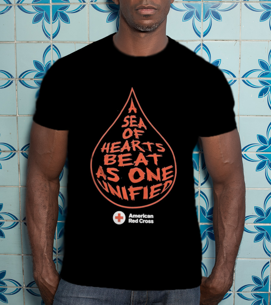 A Sea Of Hearts Beat As One Unified American Red Cross Droplet T-Shirt