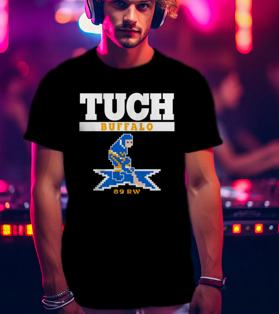 Tuch Buffalo Sabres 89 RW Classic Pixel Hockey T-Shirt