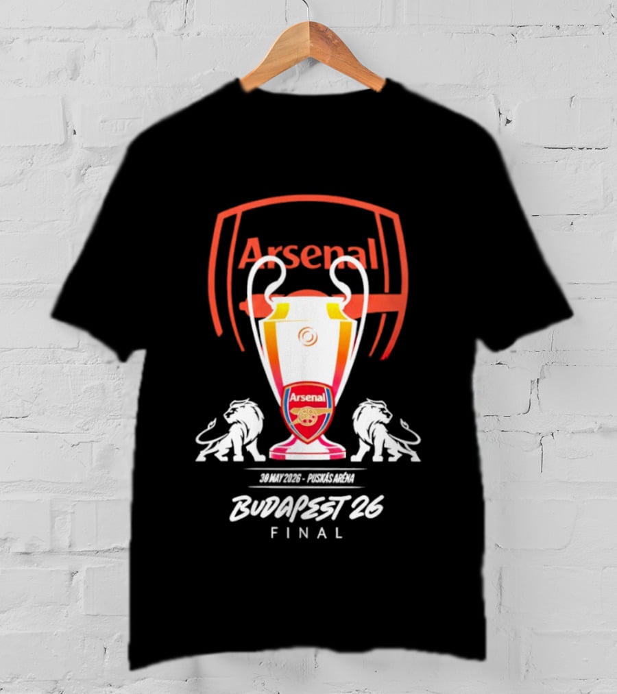 Arsenal Budapest 26 Final Champions League Trophy Lions T-Shirt