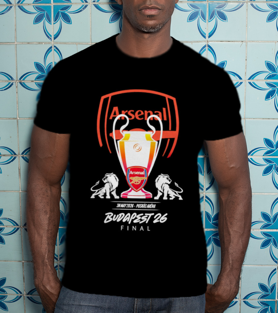 Arsenal Budapest 26 Final Champions League Trophy Lions T-Shirt