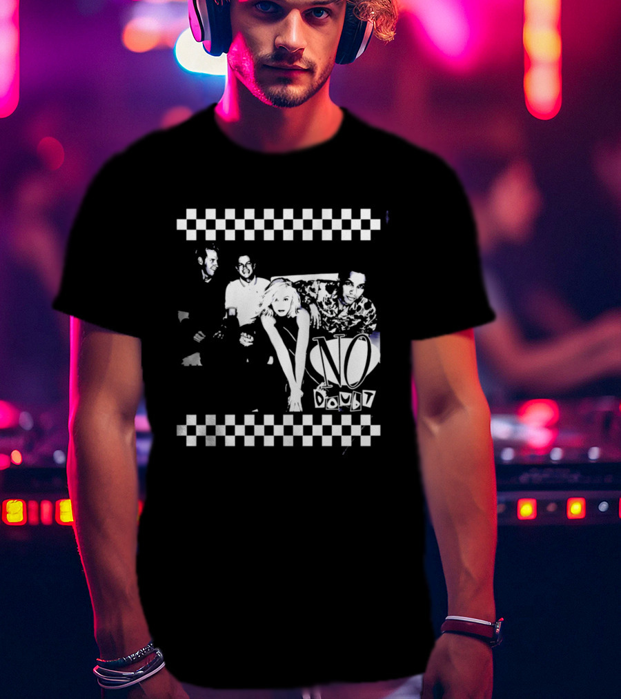 No Doubt Band Gwen Stefani Tony Kanal Eric Stefani Checkered T-Shirt