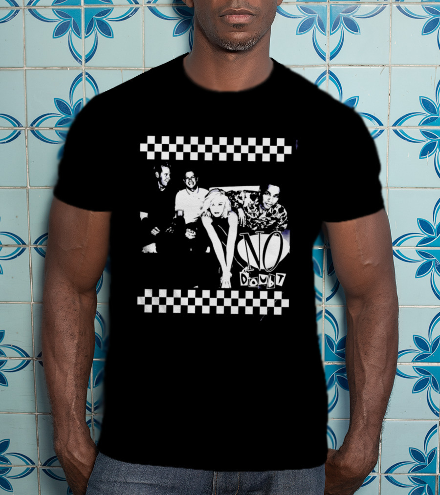 No Doubt Band Gwen Stefani Tony Kanal Eric Stefani Checkered T-Shirt