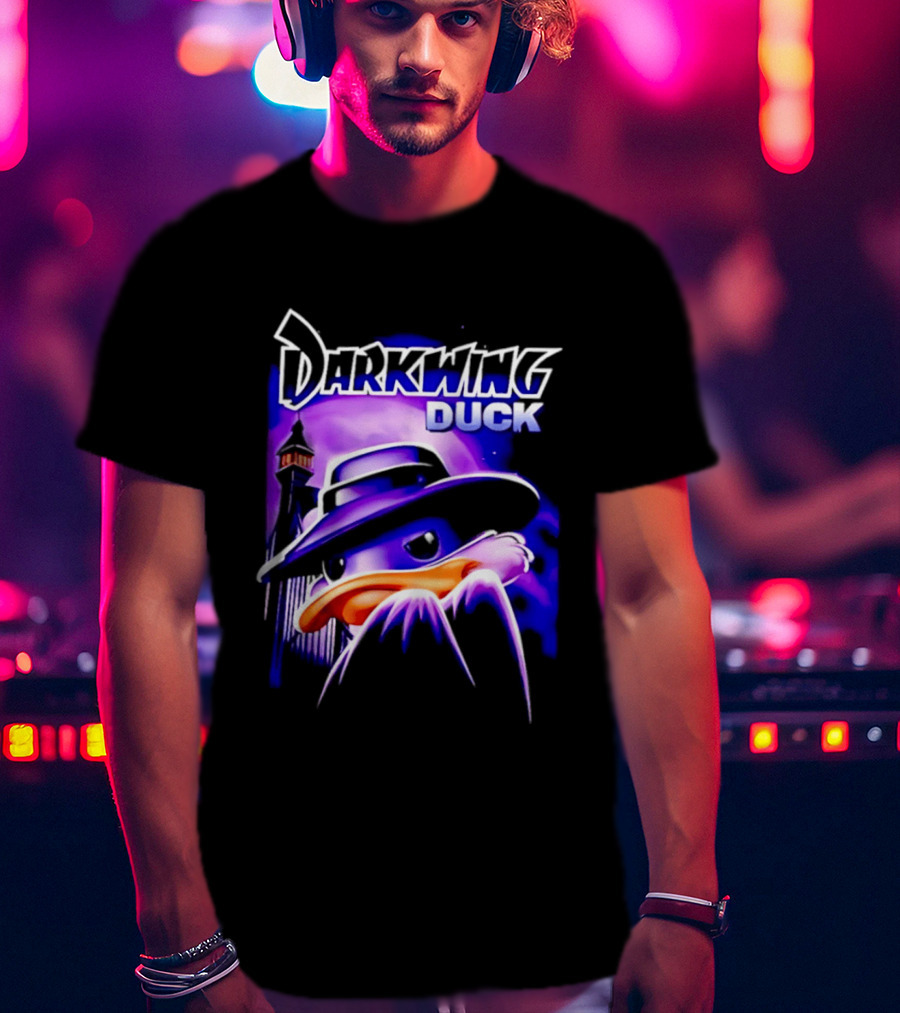 Darkwing Duck Funko Figure Iconic Character With Hat And Cityscape T-Shirt