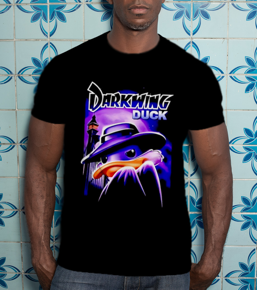 Darkwing Duck Funko Figure Iconic Character With Hat And Cityscape T-Shirt