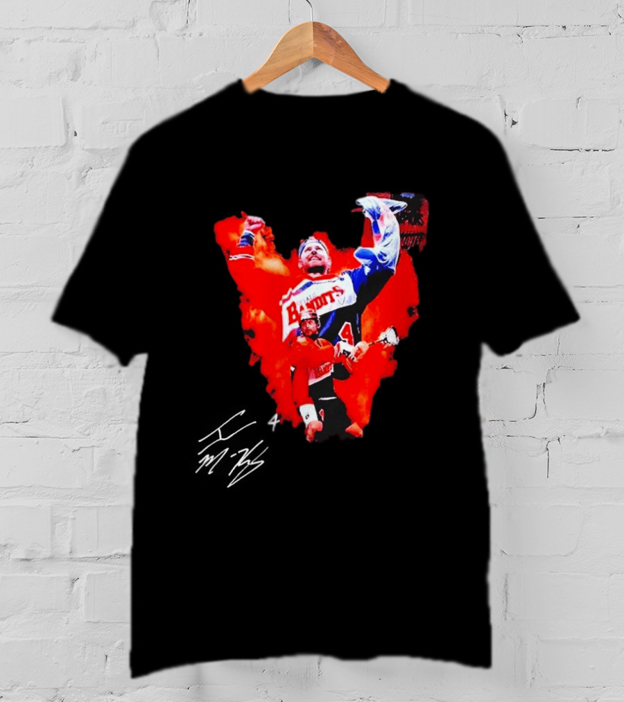 Ian MacKay Bandits Lacrosse Legend Signed Color Burst Collage T-Shirt