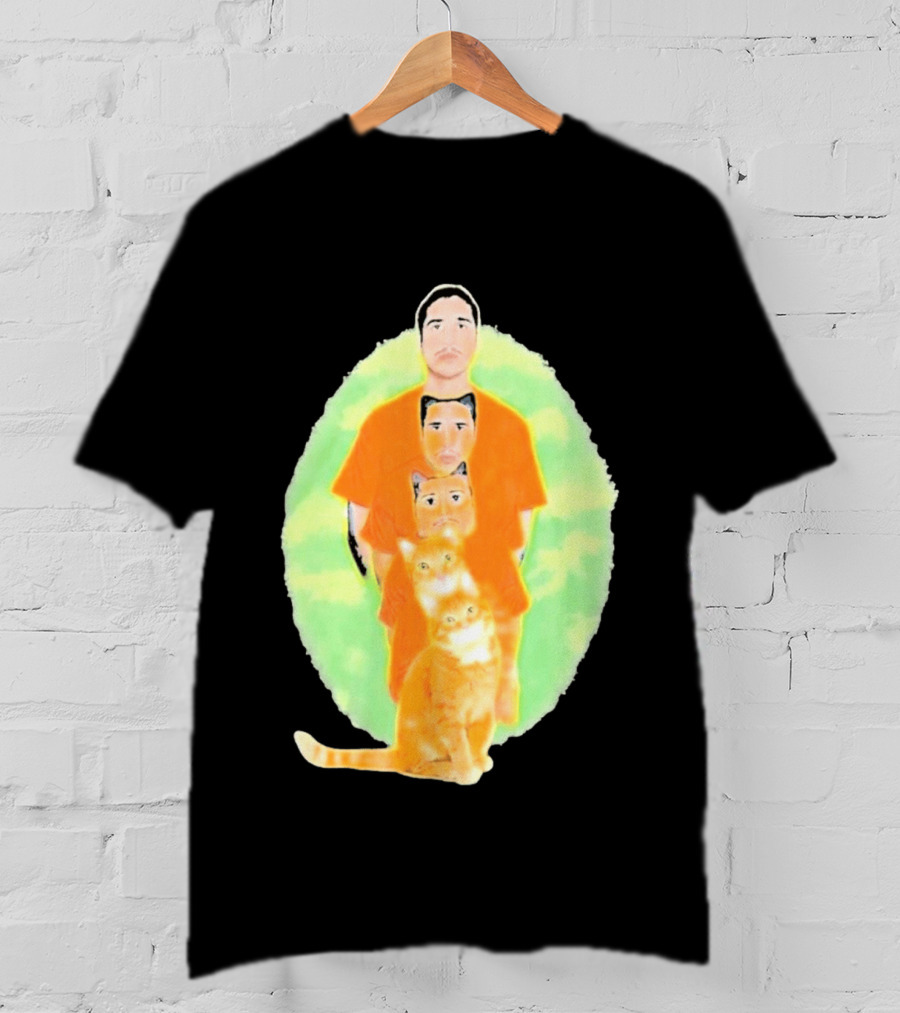 Julian And Logan Julian And Logan Logan Meows With Orange Cat Stack T-Shirt