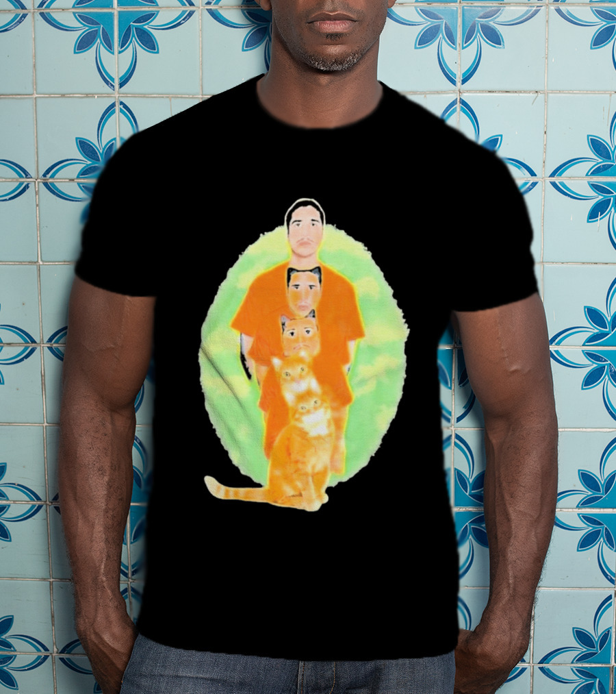Julian And Logan Julian And Logan Logan Meows With Orange Cat Stack T-Shirt