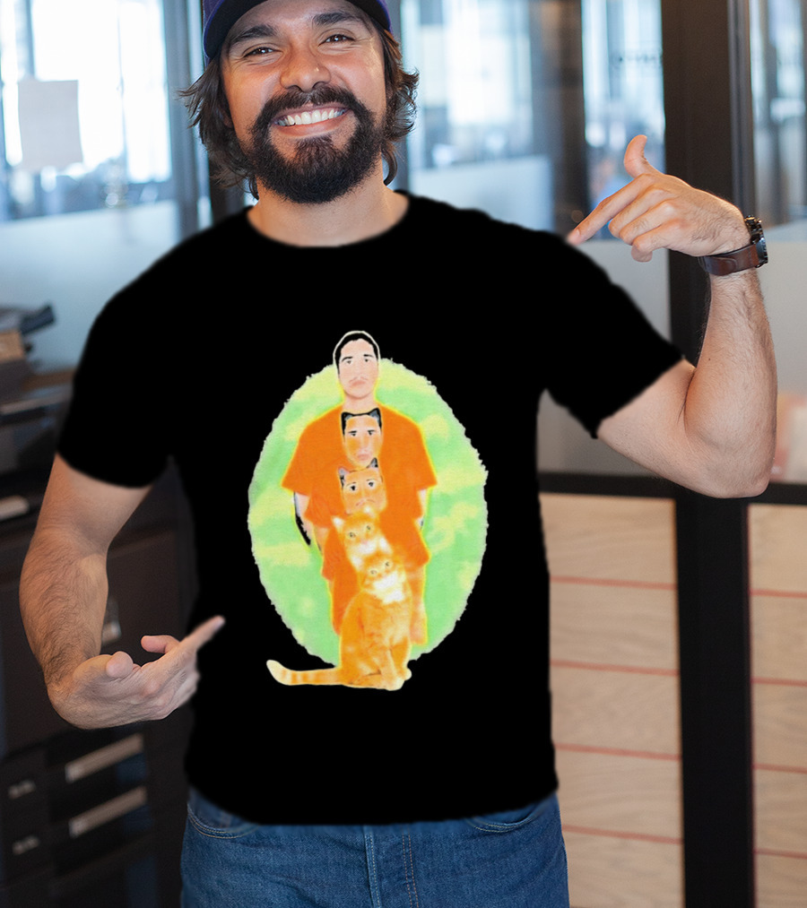 Julian And Logan Julian And Logan Logan Meows With Orange Cat Stack T-Shirt