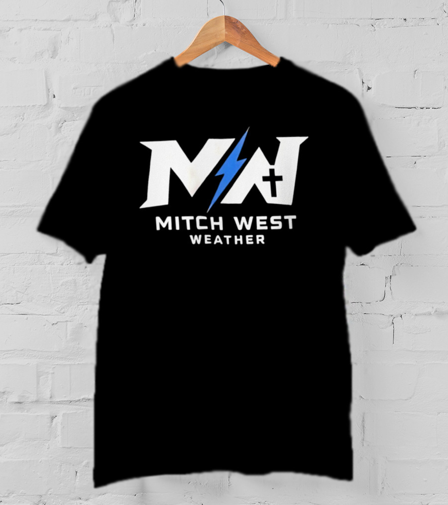 Mitch West Weather MW Blue Lightning Bolt Cross T-Shirt
