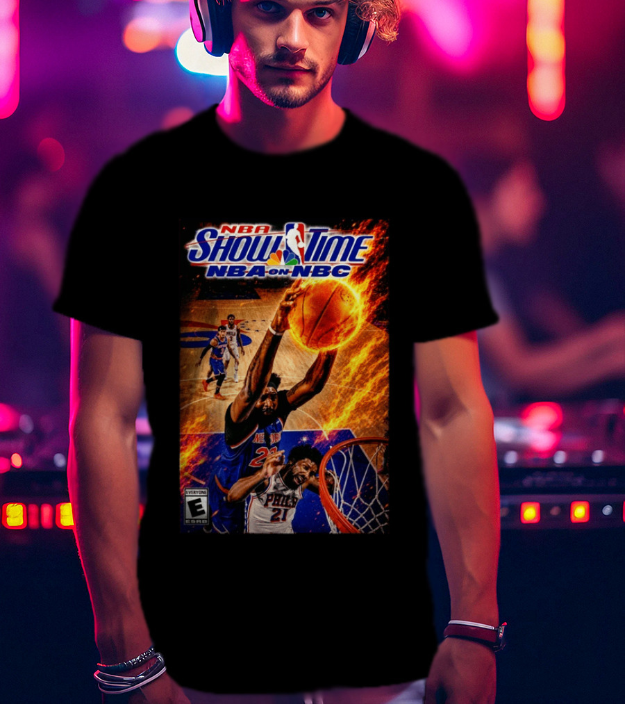 NBA Showtime Dunking Mitchell Robinson On Joel Embiid NBA On NBC T-Shirt