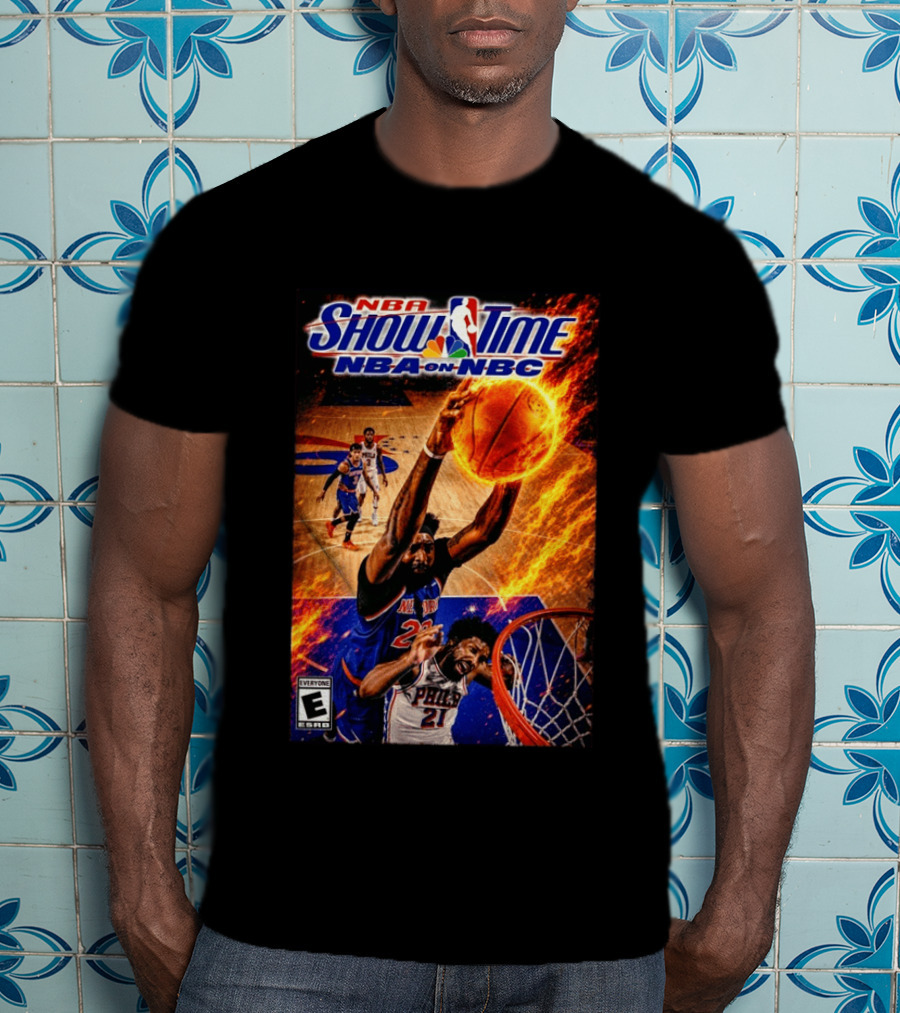 NBA Showtime Dunking Mitchell Robinson On Joel Embiid NBA On NBC T-Shirt