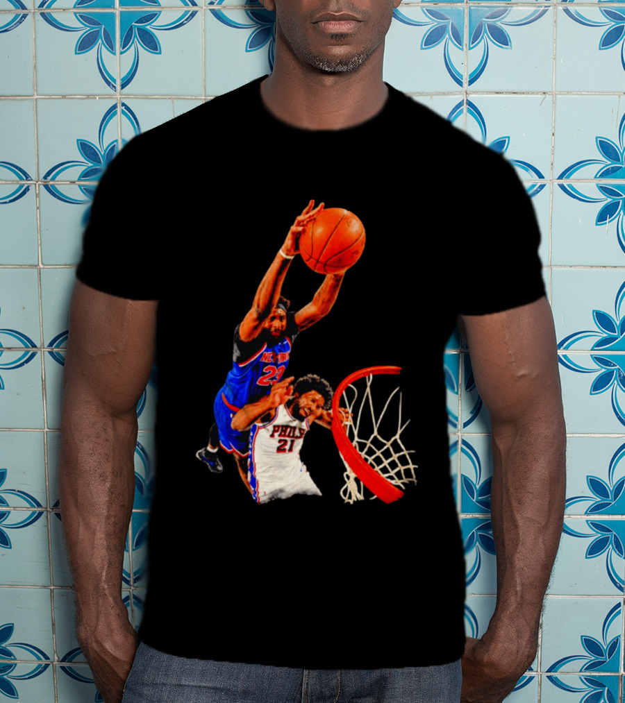 New York Knicks Mitchell Robinson Dunking On Philadelphia 2026 T-Shirt