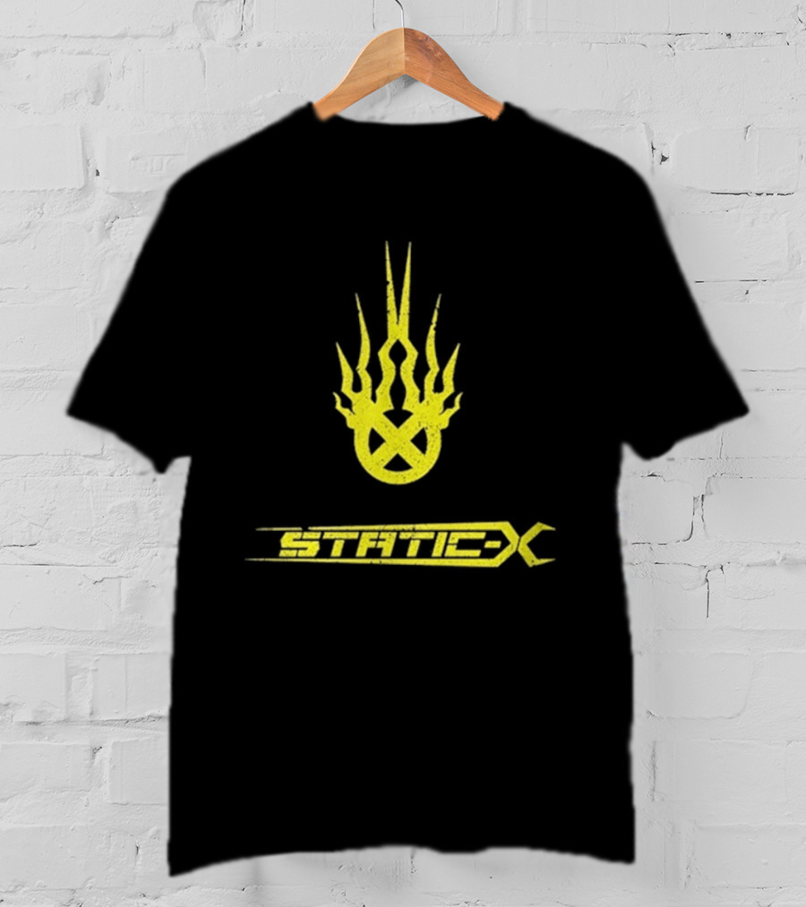 Static X Yellow Flame Shock Band Merch T-Shirt
