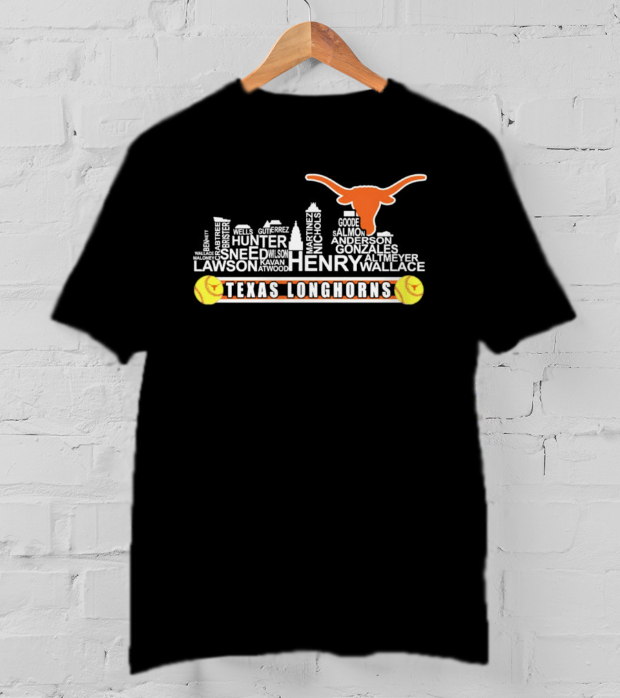 Texas Longhorns Softball Henry Anderson Hunter Skyline T-Shirt