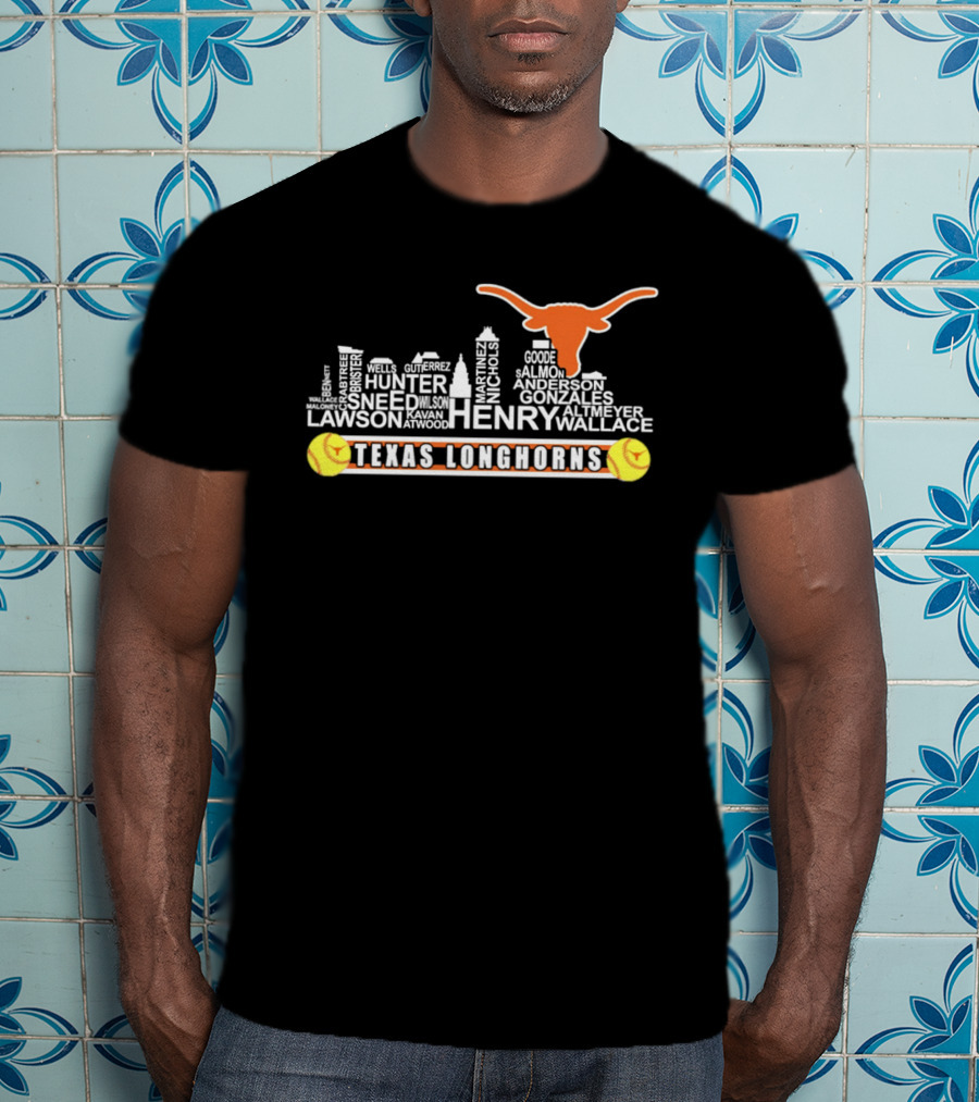 Texas Longhorns Softball Henry Anderson Hunter Skyline T-Shirt