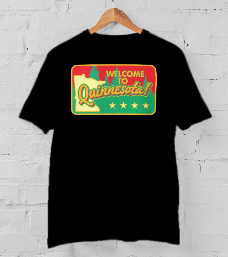 Welcome To Quinnesota State Map Forest Theme With Stars T-Shirt