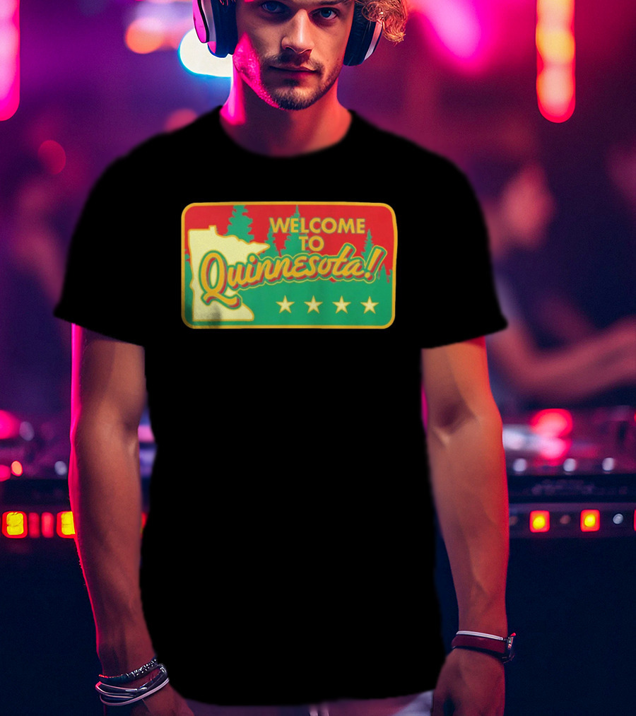 Welcome To Quinnesota State Map Forest Theme With Stars T-Shirt