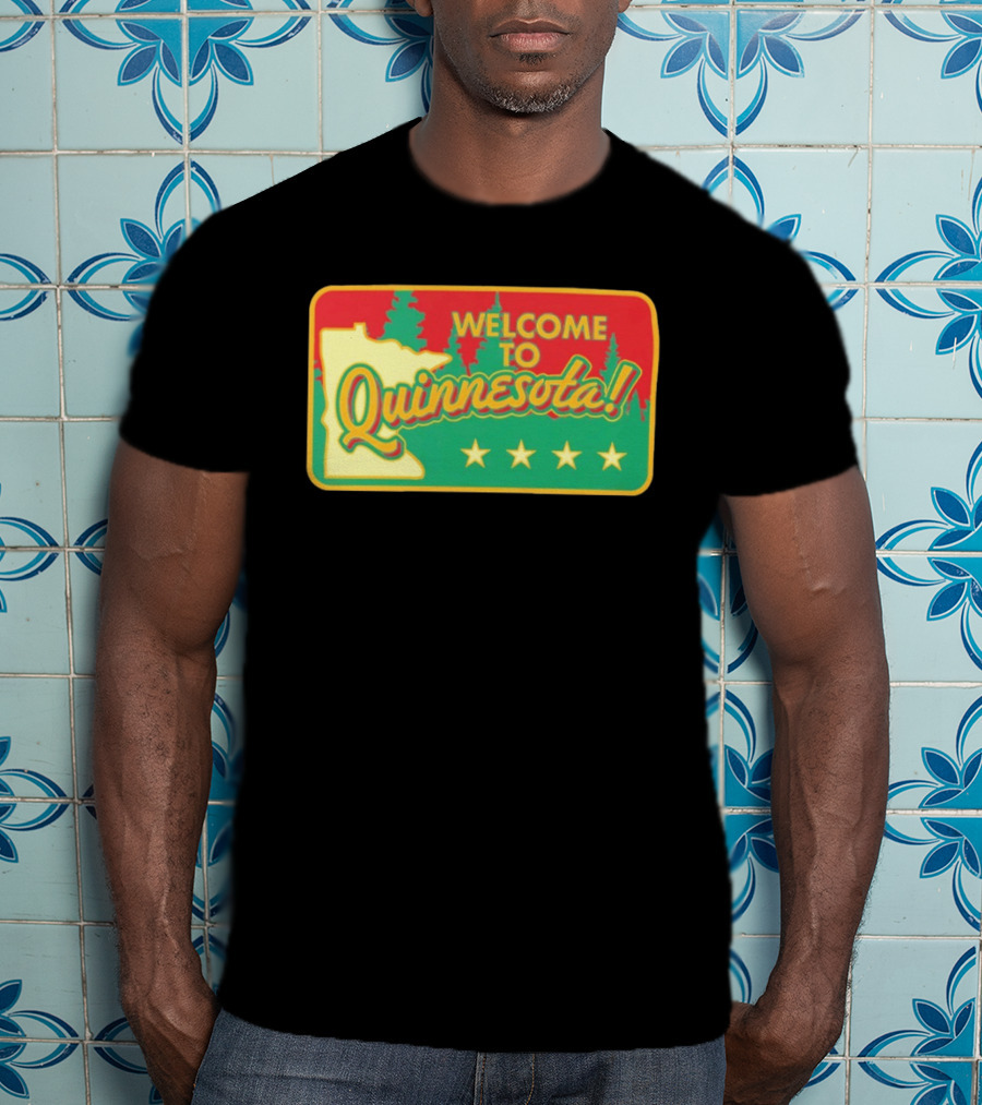 Welcome To Quinnesota State Map Forest Theme With Stars T-Shirt