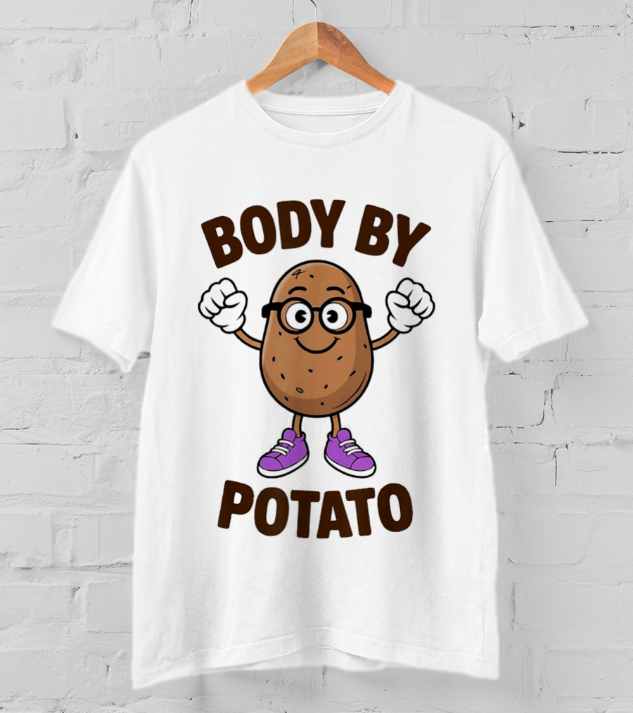 Body By Potato Cartoon Potato With Glasses And Sneakers T-Shirt