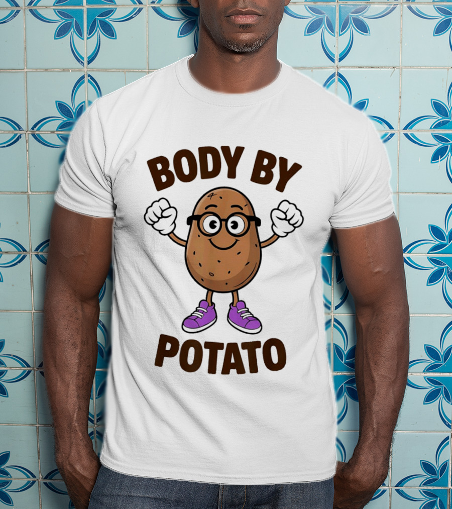 Body By Potato Cartoon Potato With Glasses And Sneakers T-Shirt