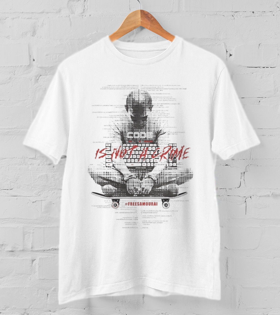 Coder Figure With Binary Text Code Is Not A Crime T-Shirt