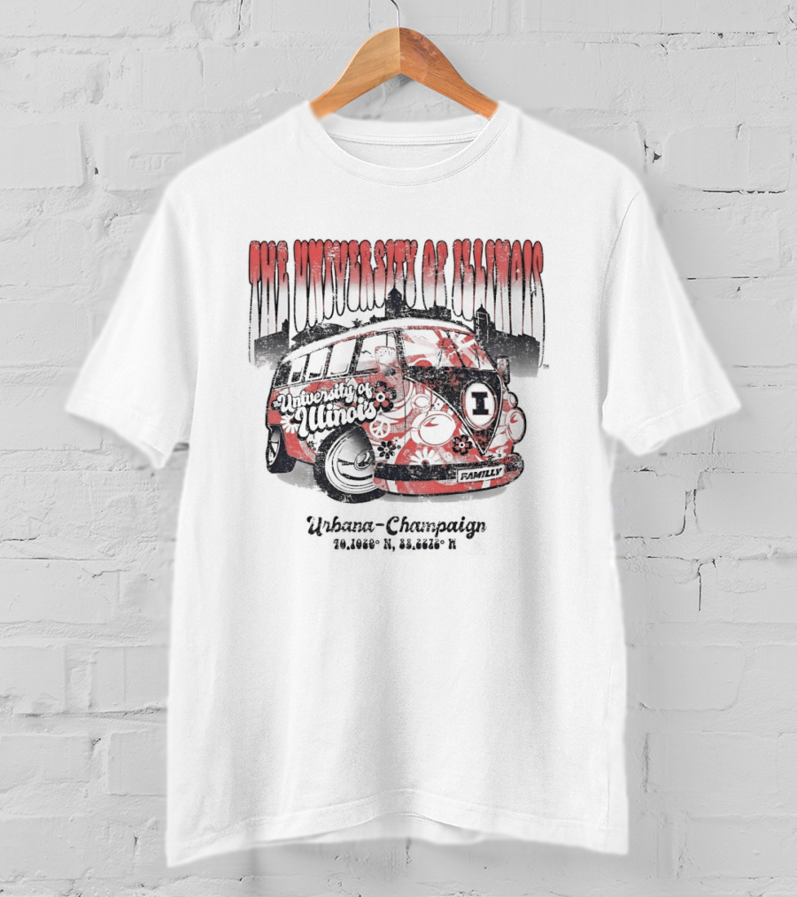 The University Of Illinois Urbana Champaign Fighting Illini Retro Bus T-Shirt