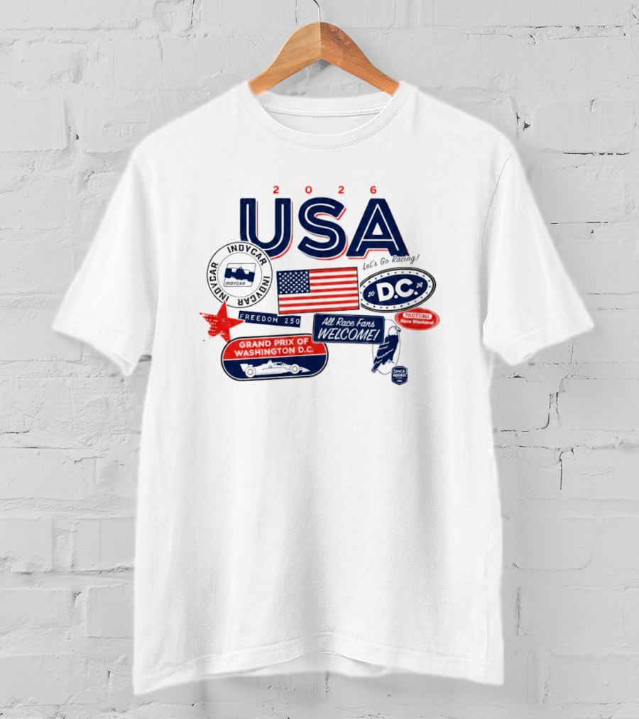 USA 2026 Indycar DC Let's Go Racing Freedom 250 Grand Prix T-Shirt
