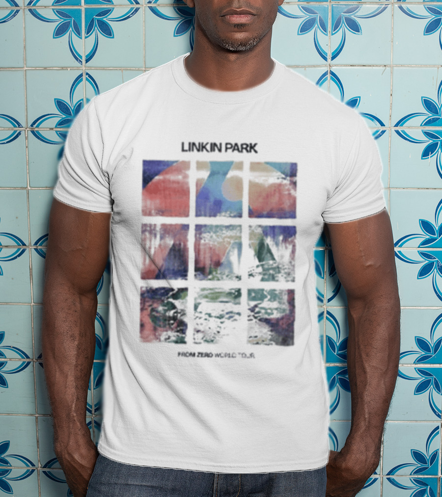 Linkin Park Fz World Tour Australia 2026 Colorful Abstract Squares T-Shirt