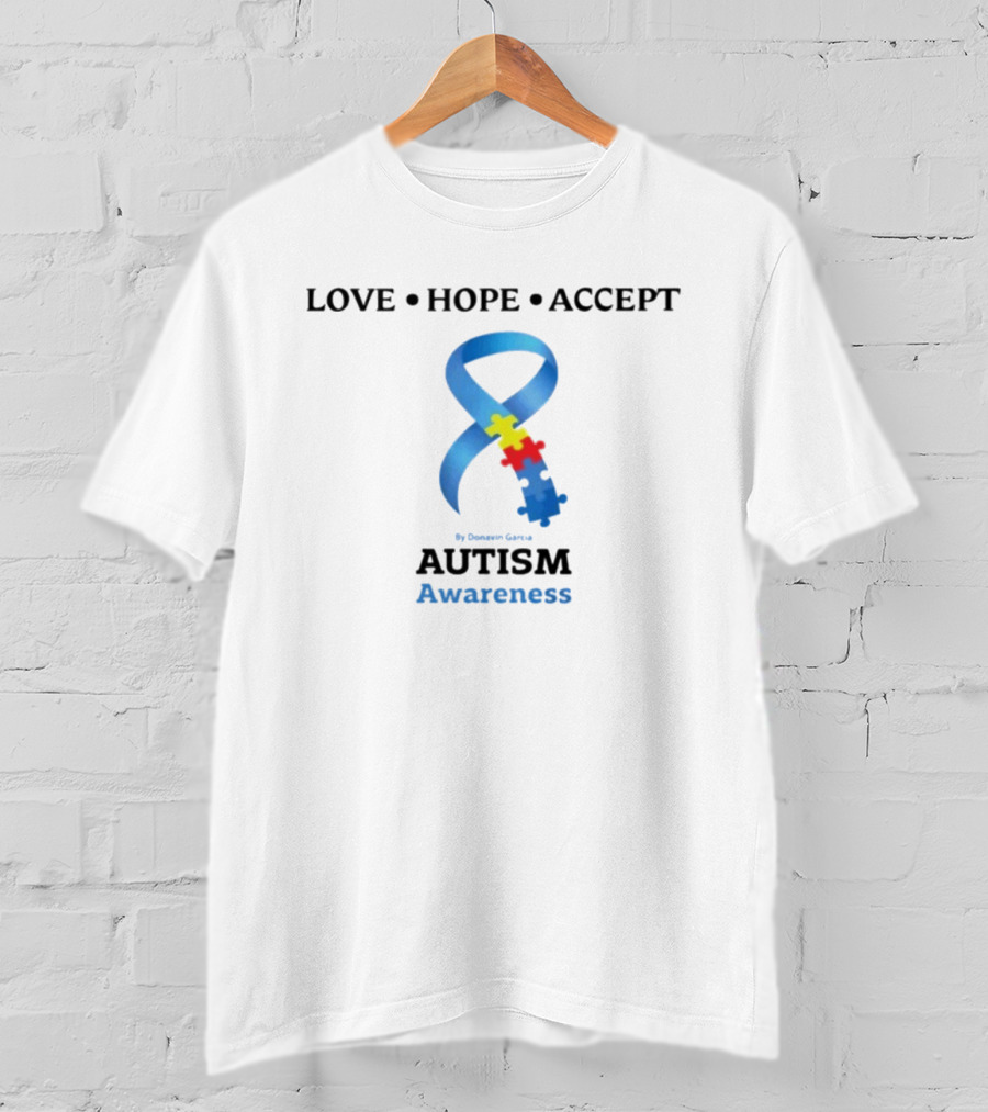 Love Hope Accept Donavin Garcia Autism Awareness Puzzle Ribbon T-Shirt