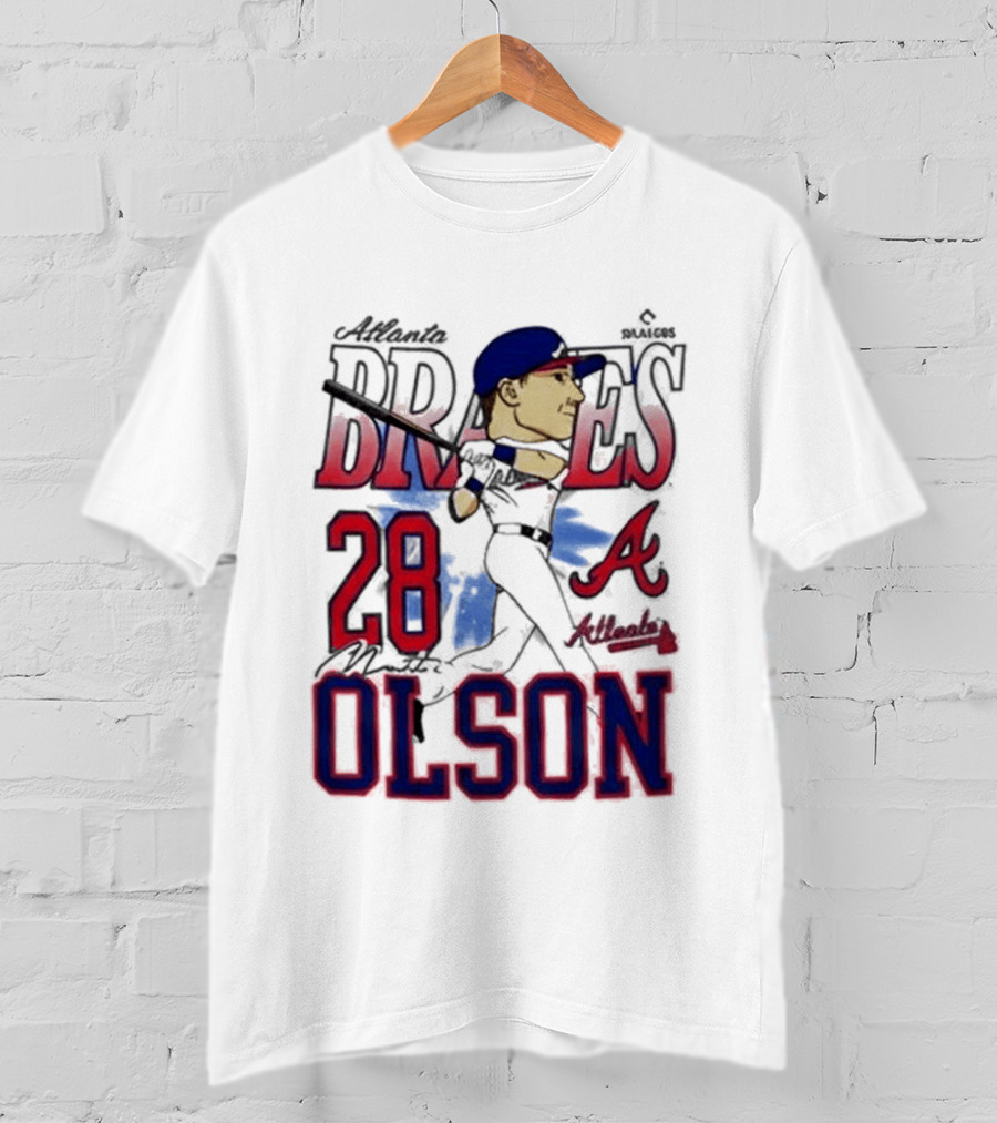 Atlanta Braves 28 Olson Caricature T-Shirt