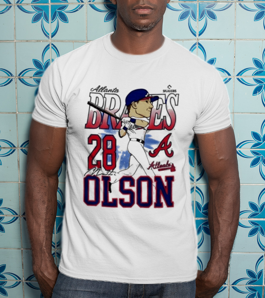 Atlanta Braves 28 Olson Caricature T-Shirt