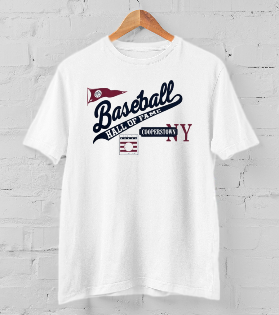 Baseball Hall Of Fame Cooperstown NY Red Pennant T-Shirt