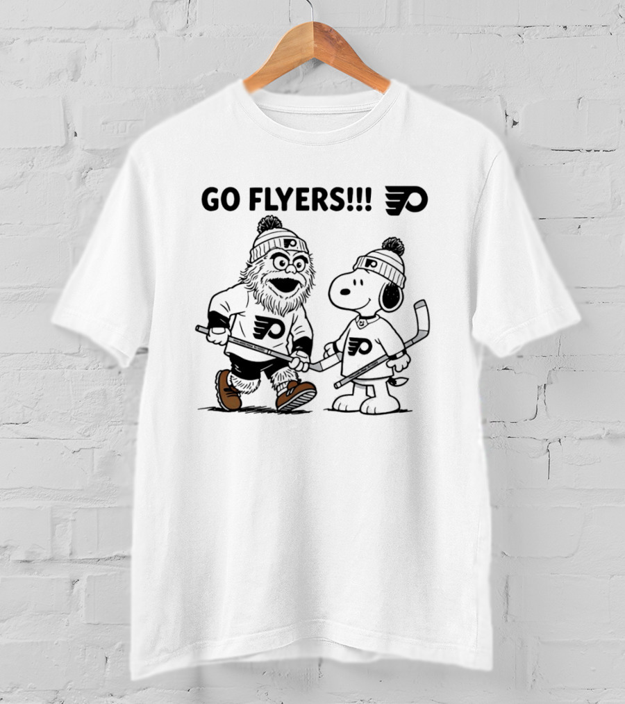 Go Flyers Snoopy And Gritty Philadelphia Flyers NHL Hockey Fans T-Shirt