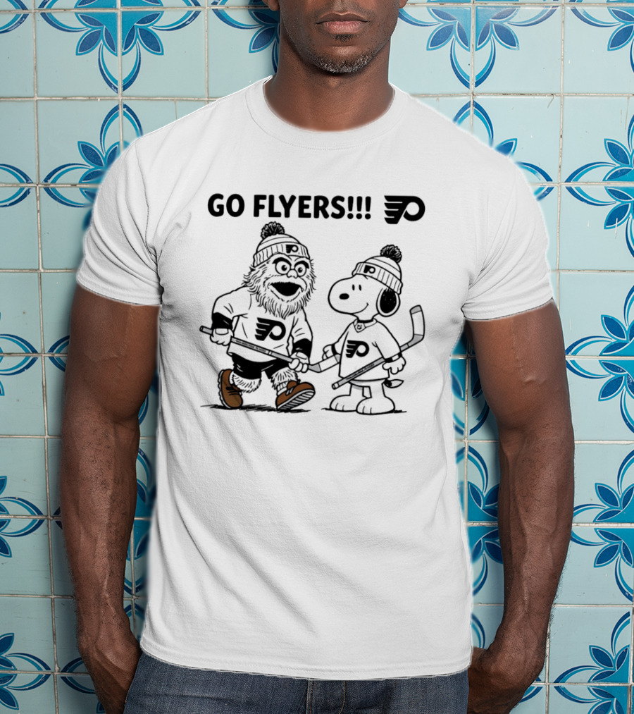 Go Flyers Snoopy And Gritty Philadelphia Flyers NHL Hockey Fans T-Shirt