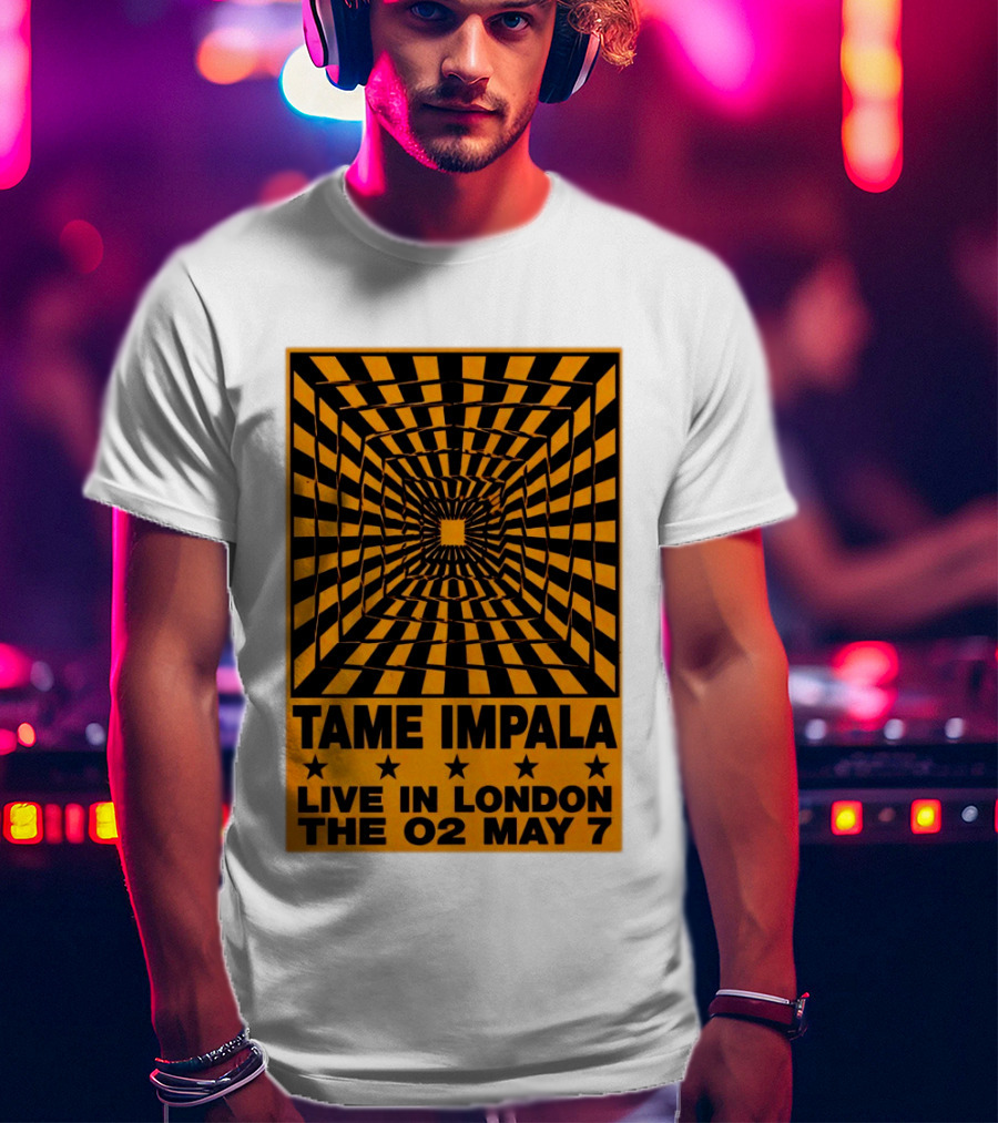Tame Impala Live In London The O2 May 7 Optical Illusion Concert T-Shirt