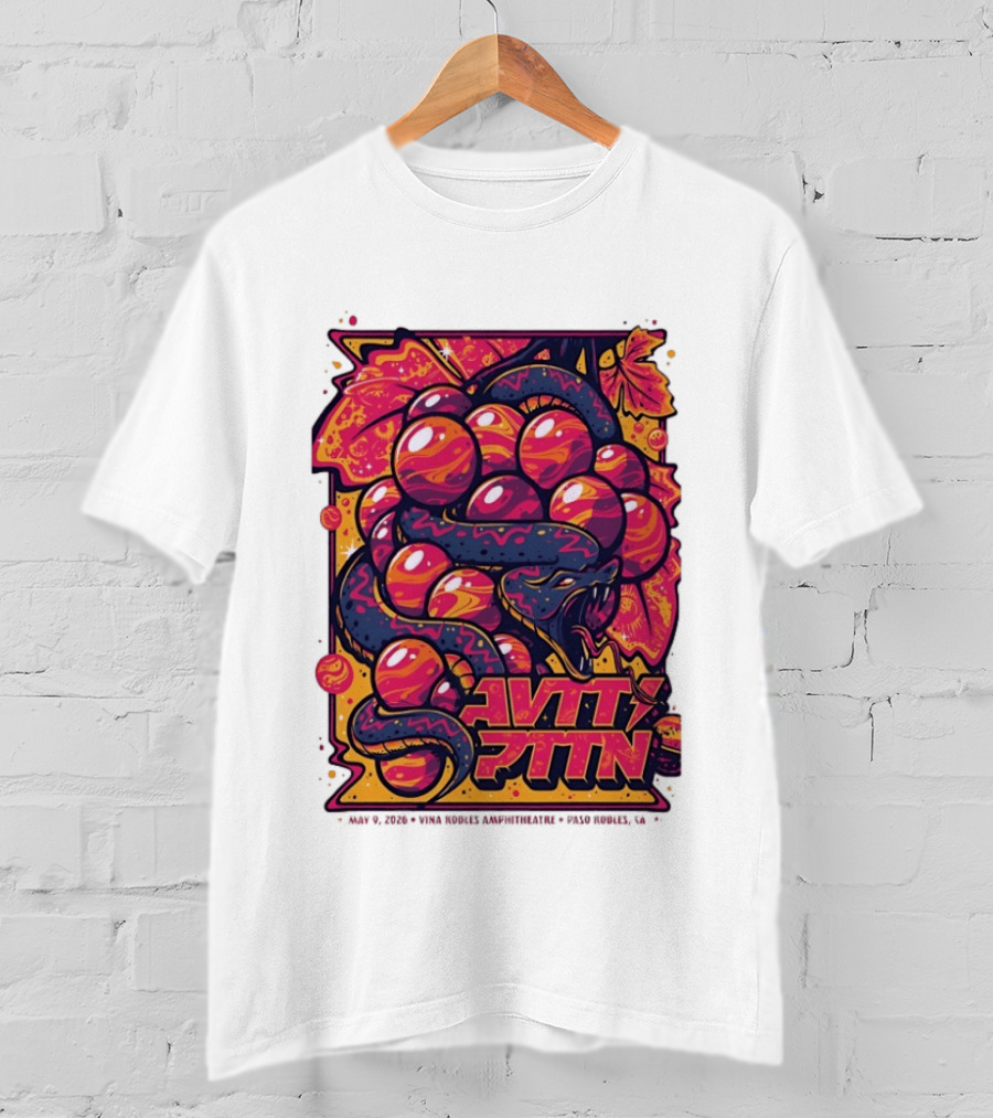 Avett Brothers Paso Robles CA 2026 May 9 Tour Snake Grapes T-Shirt