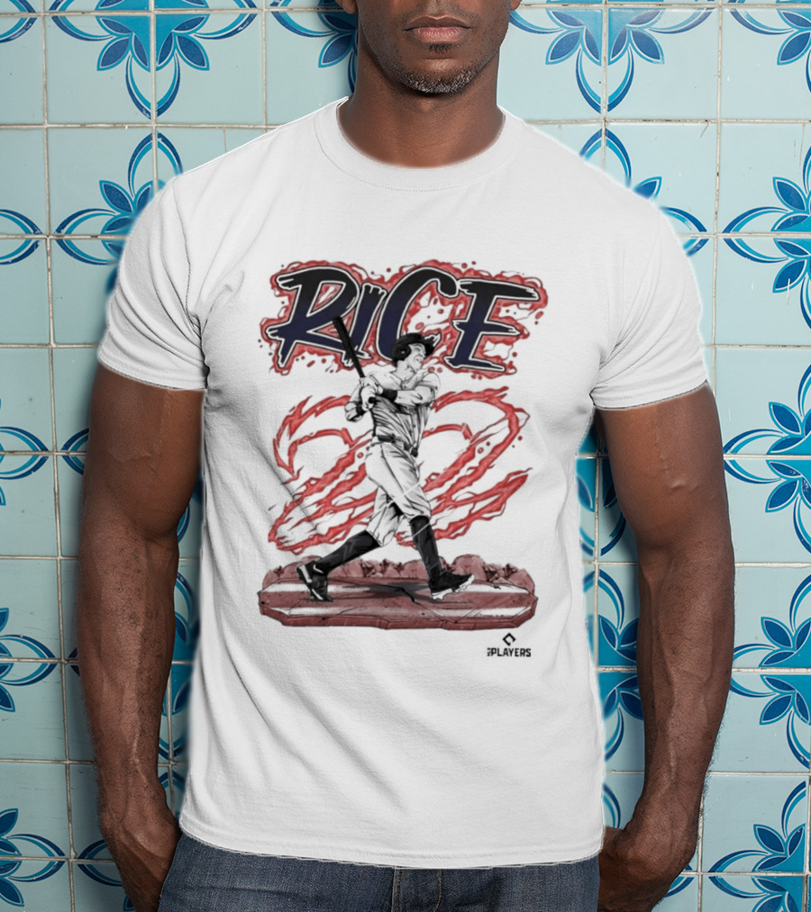 Rice 22 Power Swing Baseball Player Action T-Shirt